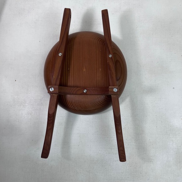 Vintage Wood Wooden Barrel Bowl With Handles Wheelbarrow Mid Century Modern - Picture 6 of 13